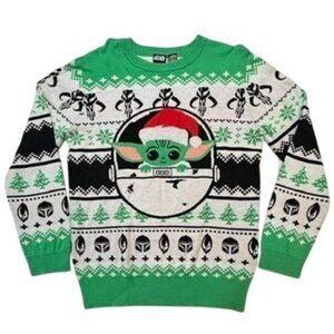 Star Wars Baby Yoda Ugly Christmas Sweater Women‎ Large Green White Mandalorian